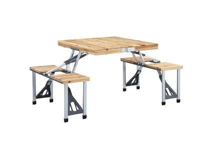 vidaXL Skladací kempingový stôl so 4 sedadlami oceľový hliníkový