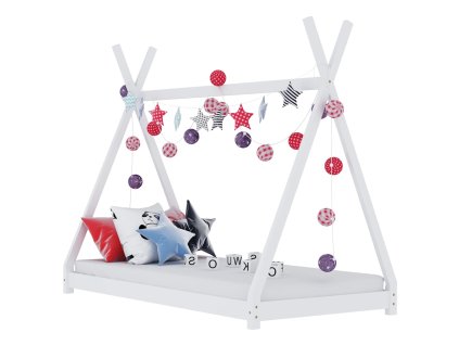 vidaXL Detský posteľný rám biely 90x200 cm borovicový masív