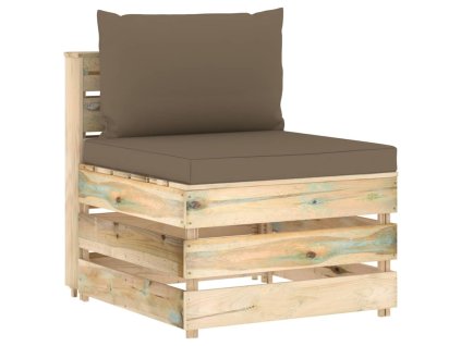 vidaXL Sekčná stredová pohovka s vankúšmi zelené impregnované drevo