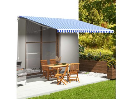 vidaXL Náhradná látka na markízu modro-biela 5x3,5 m
