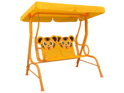 vidaXL Detská hojdacia lavica žltá 115x75x110 cm látka