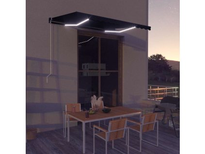 vidaXL Ručne zaťahovacia markíza s LED antracitová 350x250 cm