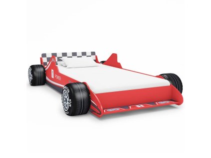 vidaXL Detská posteľ pretekárske auto 90x200 cm červená