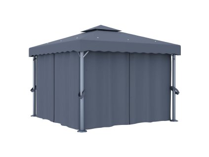 vidaXL Altánok so závesom 3x3 m, antracitový, hliník