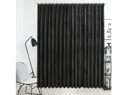 vidaXL Zatemňovací záves s háčikmi, zamat, antracitový 290x245 cm