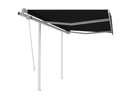 vidaXL Ručne zaťahovacia markíza so stĺpikmi 3,5x2,5 m antracitová