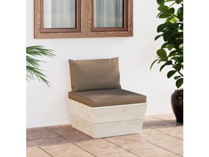 vidaXL Stredová záhradná pohovka z paliet+podložky, impregnovaný smrek