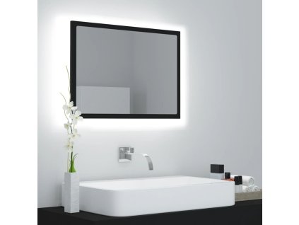 vidaXL LED kúpeľňové zrkadlo čierne 60x8,5x37 cm, akryl