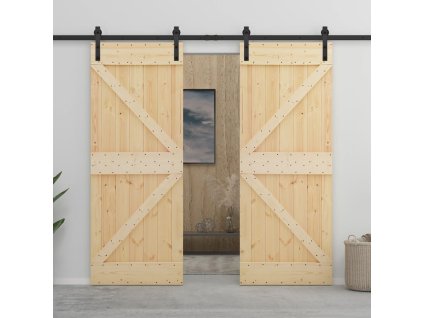 vidaXL Posuvné dvere so sadou kovania 100x210 cm masívne borovicové drevo