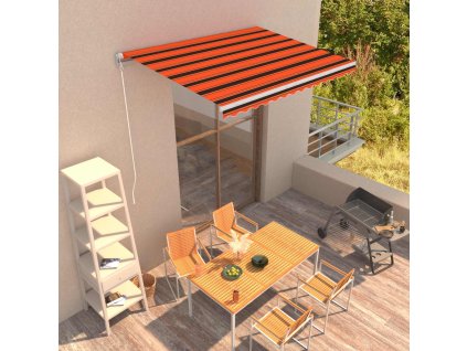 vidaXL Manuálna zaťahovacia markíza oranžová a hnedá 350x250 cm