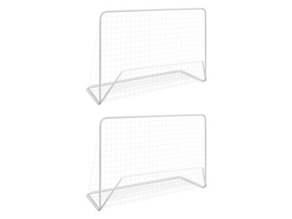 vidaXL Futbalové bránky so sieťami 2 ks 182x61x122 cm oceľové biele