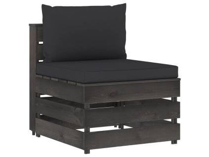 vidaXL Sekčná stredová pohovka s vankúšmi sivá impregnované drevo