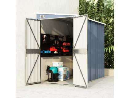 vidaXL Nástenná záhradná kôlňa sivá 118x194x178 cm pozinkovaná oceľ