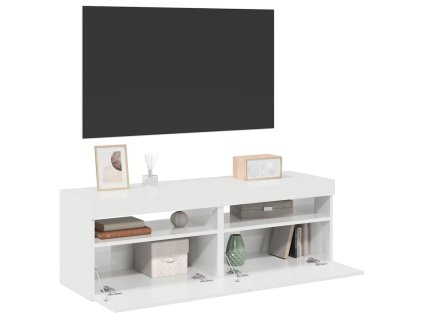 vidaXL TV skrinky s LED svetlami 2 ks lesklé biele 60x35x40 cm