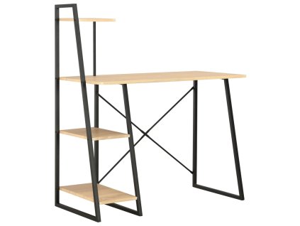 vidaXL Písací stôl s policami, čierny a dubový 102x50x117 cm