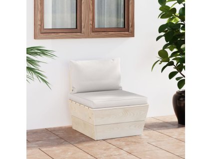 vidaXL Stredová záhradná pohovka z paliet+podložky, impregnovaný smrek