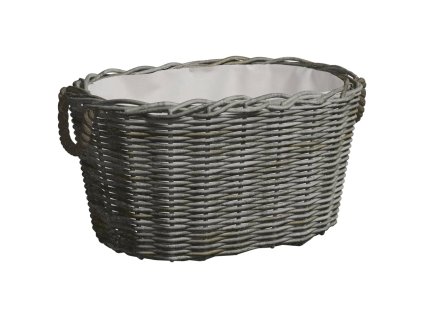 vidaXL Košík na palivové drevo s rúčkami 59x42x28 cm, sivá vŕba