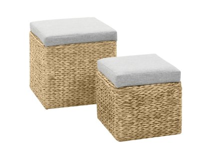 vidaXL 2-dielna sada taburetiek z morskej trávy sivá