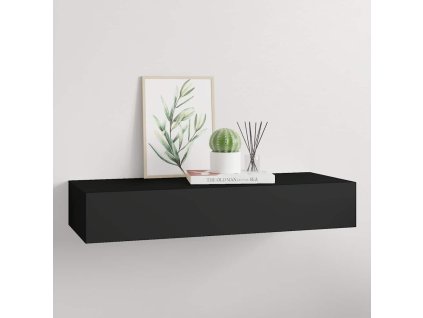 vidaXL Nástenná zásuvková polica čierna 60x23,5x10 cm MDF