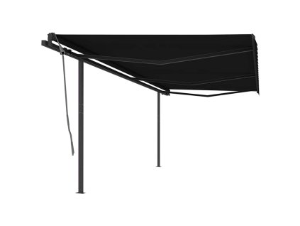 vidaXL Ručne zaťahovacia markíza so stĺpikmi 6x3 m antracitová