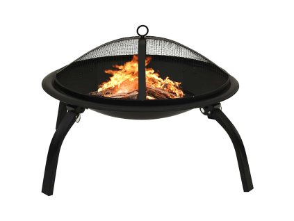 vidaXL 2 v 1 ohnisko s grilom a kutáčom 56x56x49 cm oceľ