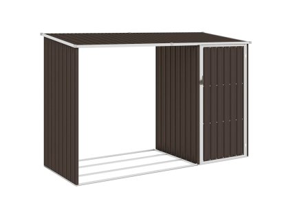 vidaXL Záhradná kôlňa na palivové drevo hnedá 245x98x159 cm pozinkovaná oceľ