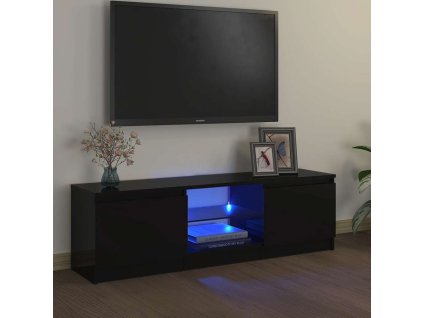 vidaXL TV skrinka s LED svetlami čierna 120x30x36 cm