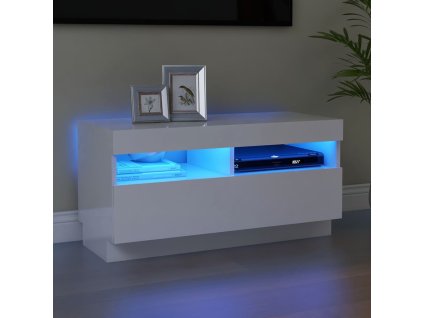 vidaXL TV skrinka s LED svetlami lesklá biela 80x35x40 cm
