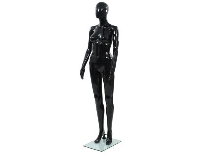 vidaXL Dámska figurína, sklenený podstavec, lesklá čierna 175 cm