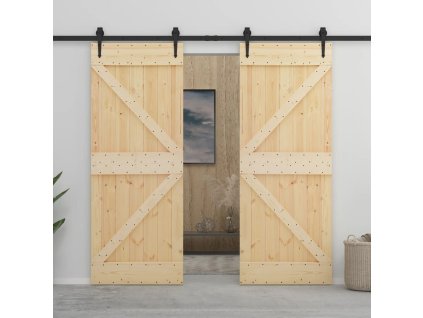vidaXL Posuvné dvere so sadou kovania 100x210 cm borovicový masív