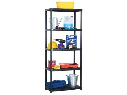vidaXL Regál s 5 úložnými poličkami čierny 71x38x170 cm plastový
