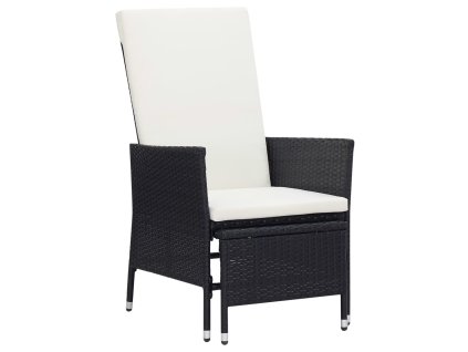 vidaXL Sklápacie záhradné kreslo s podložkami polyratan čierne