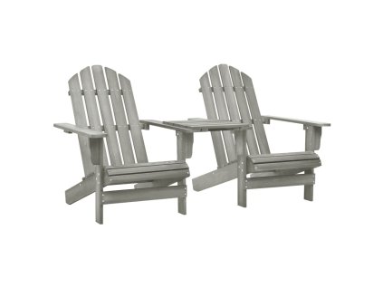 vidaXL Záhradné stoličky Adirondack+stolík, jedľový masív, sivé
