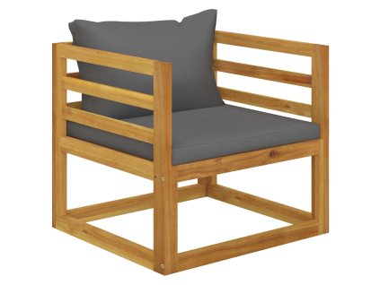 vidaXL Záhradná stolička s podložkami tmavosivá akáciový masív