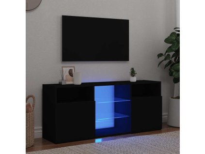 vidaXL TV skrinka s LED svetlami čierna 120x30x50 cm