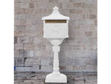 vidaXL Biela poštová schránka na podstavci, hliník, odolná voči hrdzi