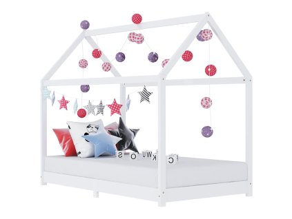 vidaXL Detský posteľný rám biely 90x200 cm borovicový masív