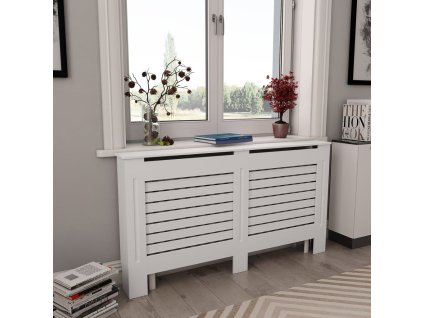 vidaXL Kryty na radiátor 2 ks, biele 152x19x81,5 cm, MDF
