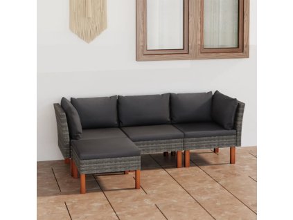 vidaXL 4-dielna záhradná sedacia súprava s podložkami polyratan sivá