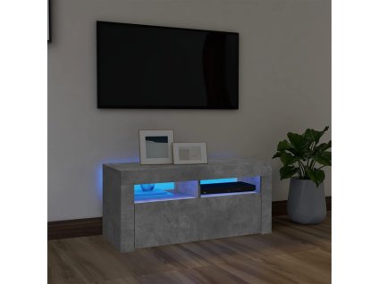 vidaXL TV skrinka s LED svetlami betónová sivá 90x35x40 cm