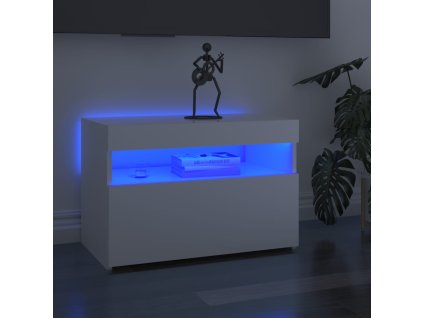 vidaXL TV skrinka s LED svetlami lesklá biela 60x35x40 cm