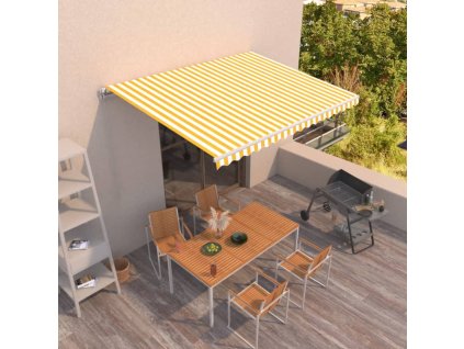 vidaXL Ručne zaťahovacia markíza 450x350 cm žltá a biela