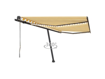 vidaXL Automatická markíza s LED a senzorom vetra 450x350cm žlto-biela