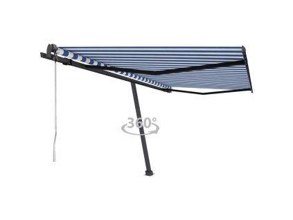 vidaXL Samostatne stojaca automatická markíza 450x350 cm modro-biela