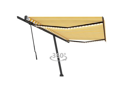 vidaXL Ručne zaťahovacia markíza s LED 500x350 cm žltá a biela