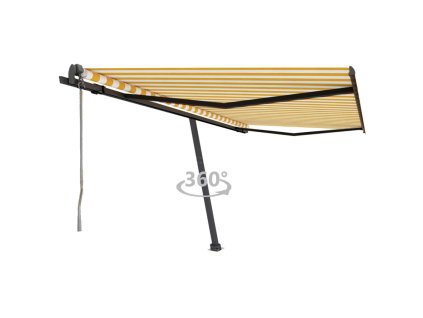 vidaXL Samostatne stojaca automatická markíza 450x350 cm žlto-biela