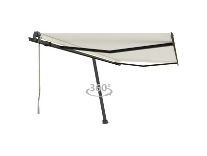 vidaXL Samostatne stojaca automatická markíza 450x350 cm krémová