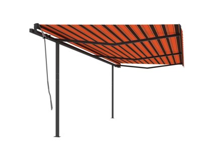 vidaXL Automat. zaťahovacia markíza so stĺpikmi 6x3,5 m oranžovo-hnedá