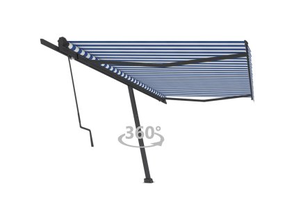 vidaXL Samostatne stojaca automatická markíza 500x350 cm modro-biela