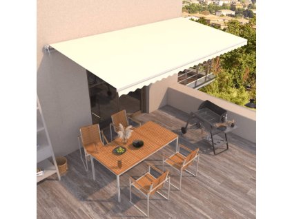 vidaXL Automaticky zaťahovacia markíza 600x350 cm krémová